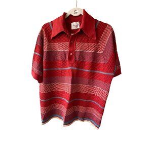 Donegal Colesta Mens Polo Shirt Size XL Brick Red Knit Short Sleeve Vintage
